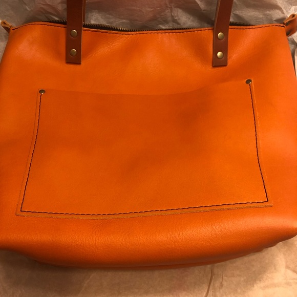 Portland Leather Handbags - BNWOT Portland Leather Zip Tote Bag Medium- Clementine